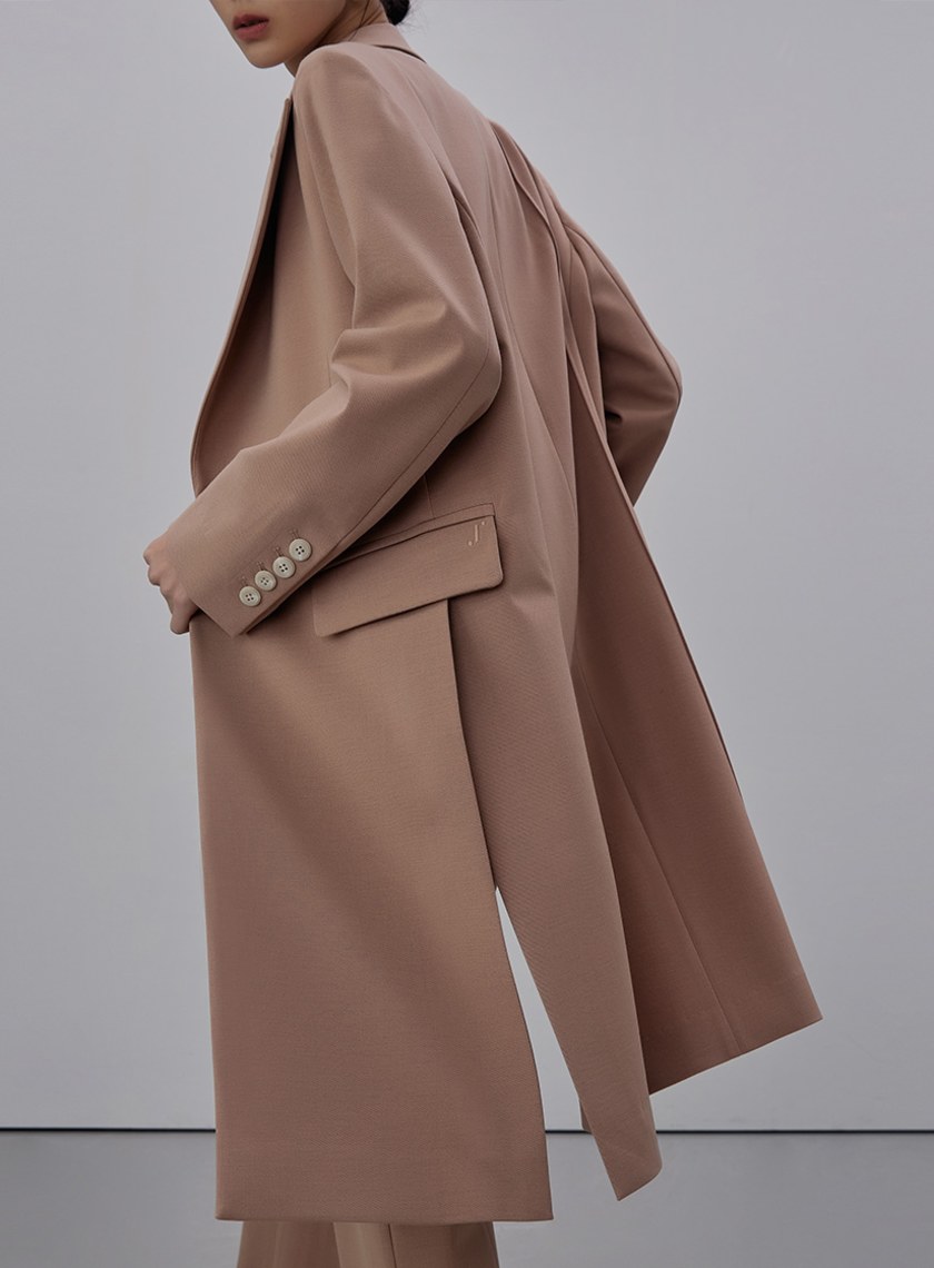 經典開衩細節長版西裝外套